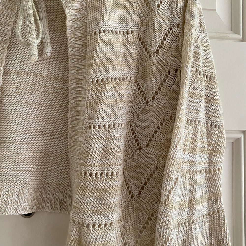 Vintage Y2K Ellie Cardigan Sweater Cropped Lightweight Fairy Tie Front Tan - Picture 4 of 10